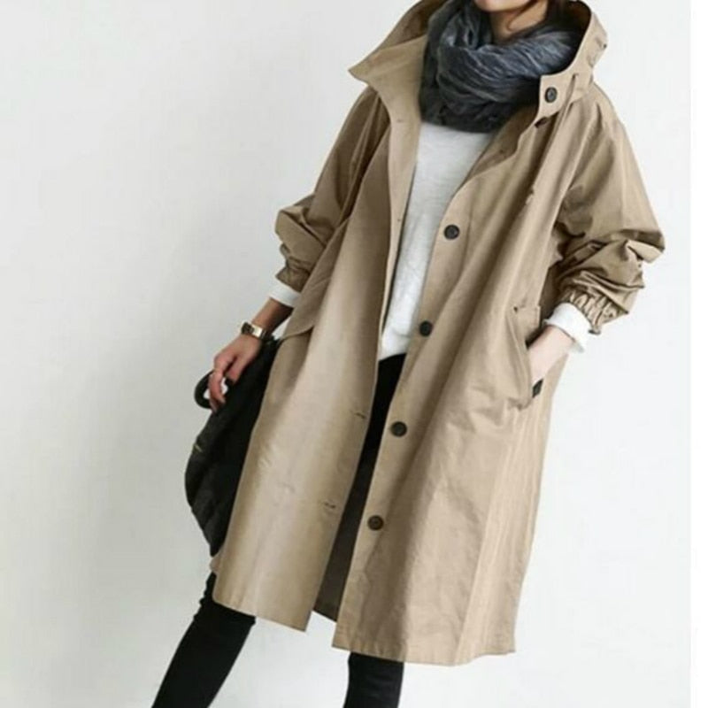 Women's Waterproof Rain Jacket with Adjustable Hood – Lightweight Modern Outdoor Outerwear 0