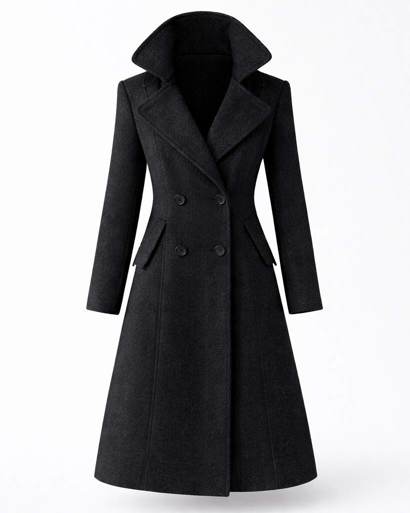Women's Wool Coat with Classic Folded Collar – Tailored Winter Outerwear for Versatile Styling 0