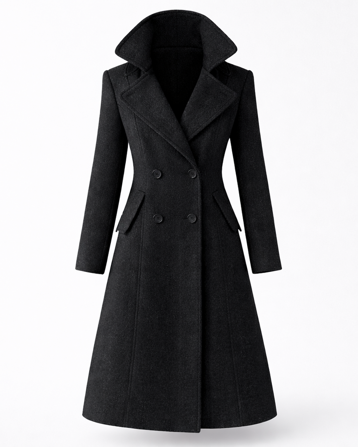 Women's Wool Coat with Classic Folded Collar – Tailored Winter Outerwear for Versatile Styling 0
