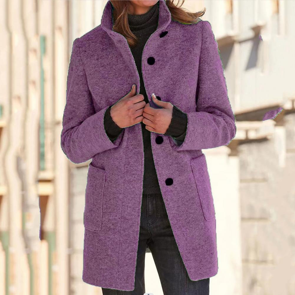 Women's wool coat featuring a tailored fit and stylish button closure, perfect for elegant winter outerwear. 3