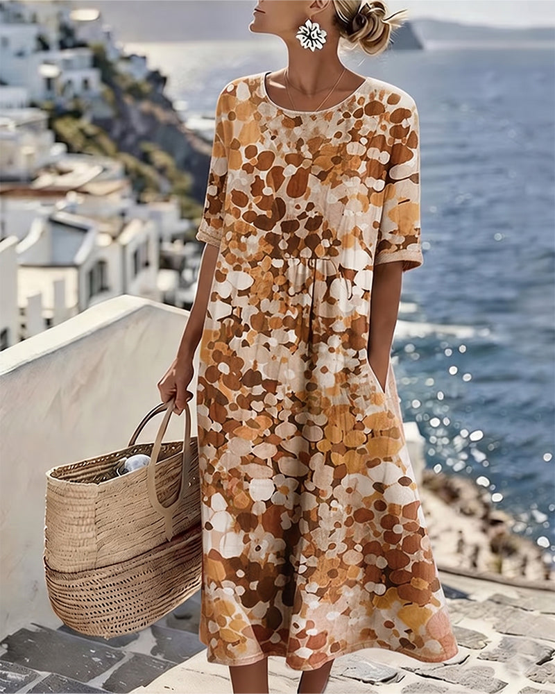 Womens Dress A-Line Midi with Pockets – Floral Cotton Blend Casual Summer Dress 5