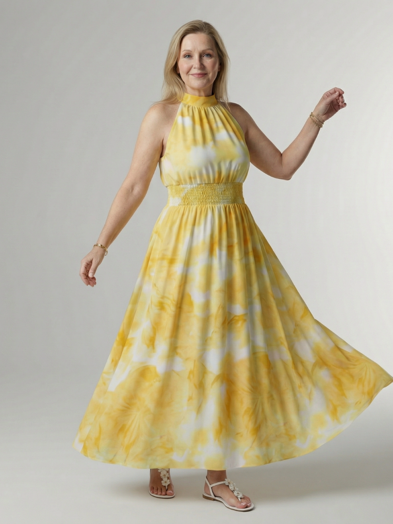 Womens Dress Midi Length with Sleeveless Halter Design – Lightweight Summer Dress for Warm Weather 0