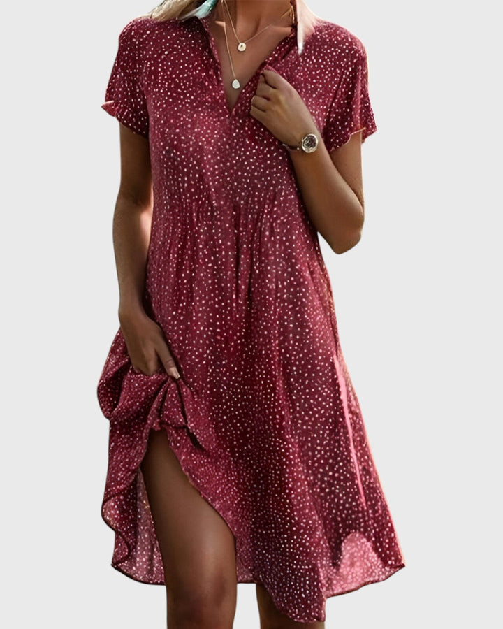 Womens Dress with V-Neck and Loose-Fit Silhouette - Lightweight Breathable Summer Dress 2