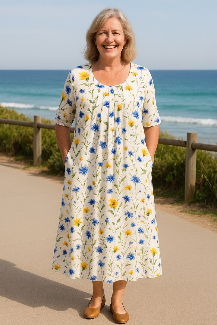 Womens Midi Dress with Breathable Stretch Fabric – Elegant Layered A-Line Dress for Wedding Guests and Summer Events 2