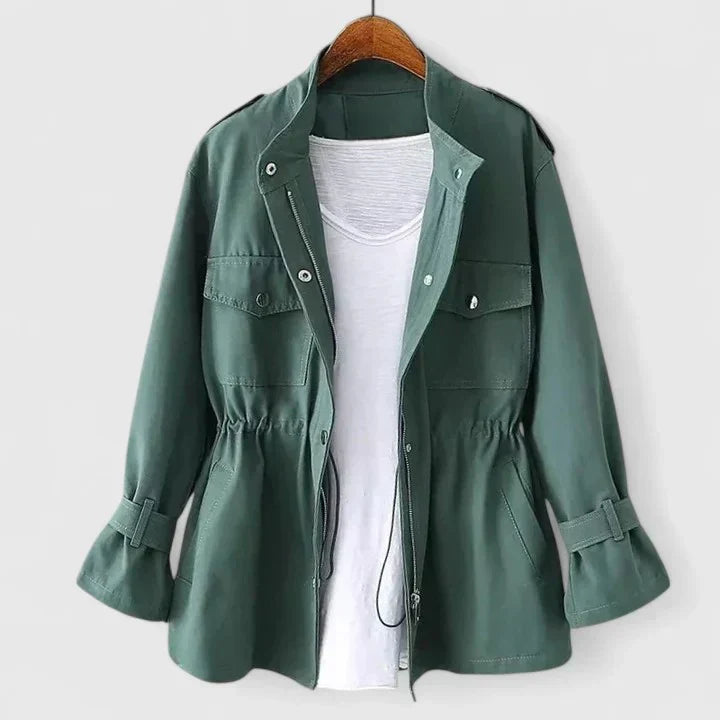 Womens Overcoat with Double-Breasted Design and Belt – Elegant Summer Layering Coat 2