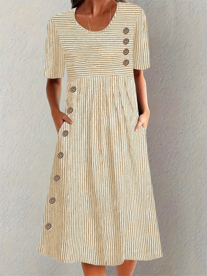 Womens Striped Summer Dress with Flattering Fit and Breathable Fabric – Midi Length Casual Wear 3