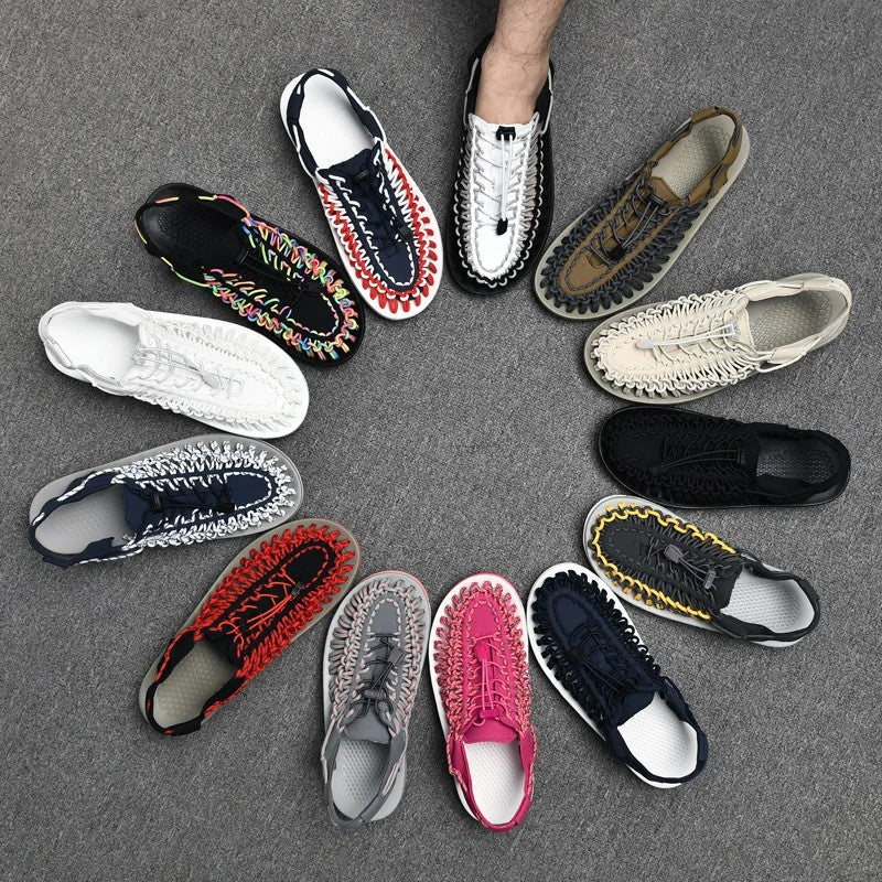 Woven beach sandals featuring a breathable handcrafted design and a lightweight flat sole, perfect for casual outdoor comfort. 6